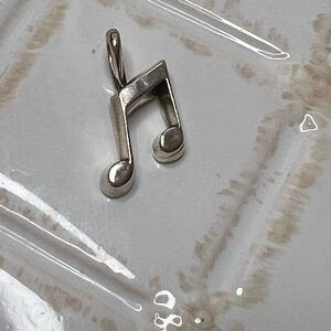 Vintage Tiny Music Note Charm 925 Sterling Silver NOS